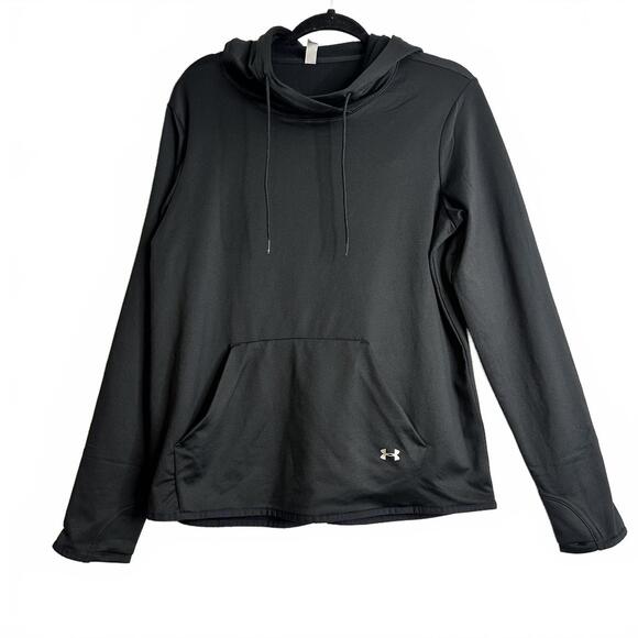 L Women's  Under Armour Black Hoodie Sweatshirt with Front Pocket NEW - Picture 1 of 5